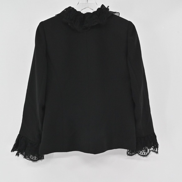 Nina Raynor Ruffle Lace Jacket Womens Sz‎ 12 Whimsigoth Steampunk Vamp Black Vtg - Picture 2 of 11